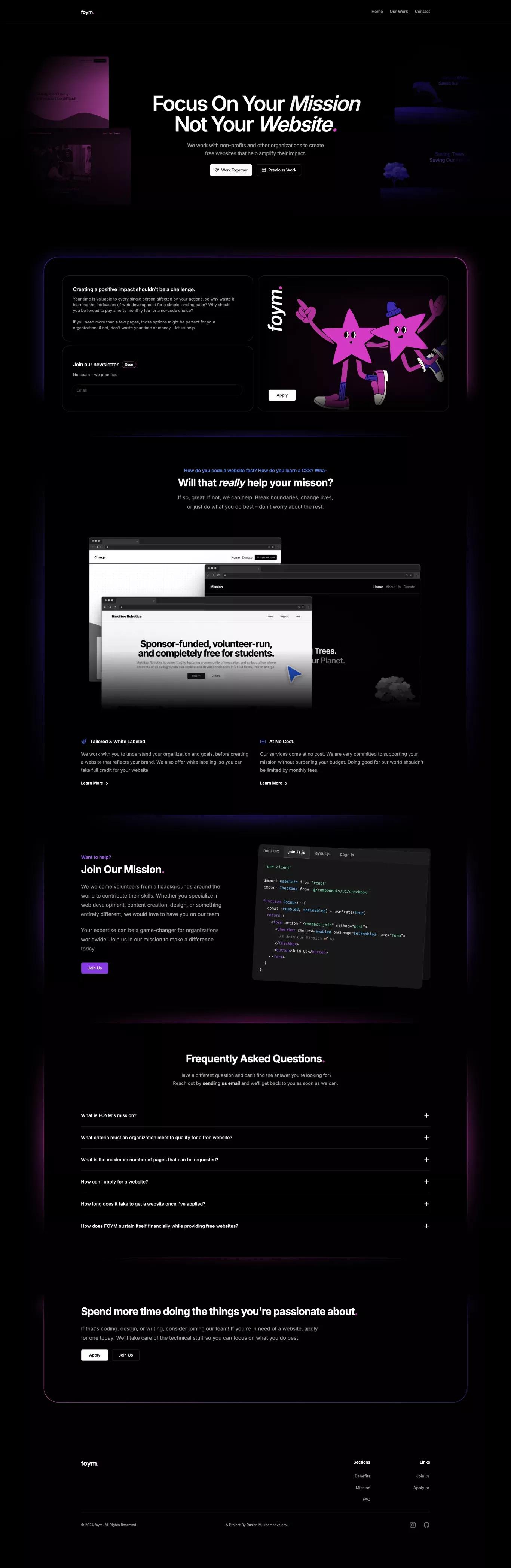 FOYM - Focus On Your Mission | A project by Ruslan Mukhamedvaleev - Landing design