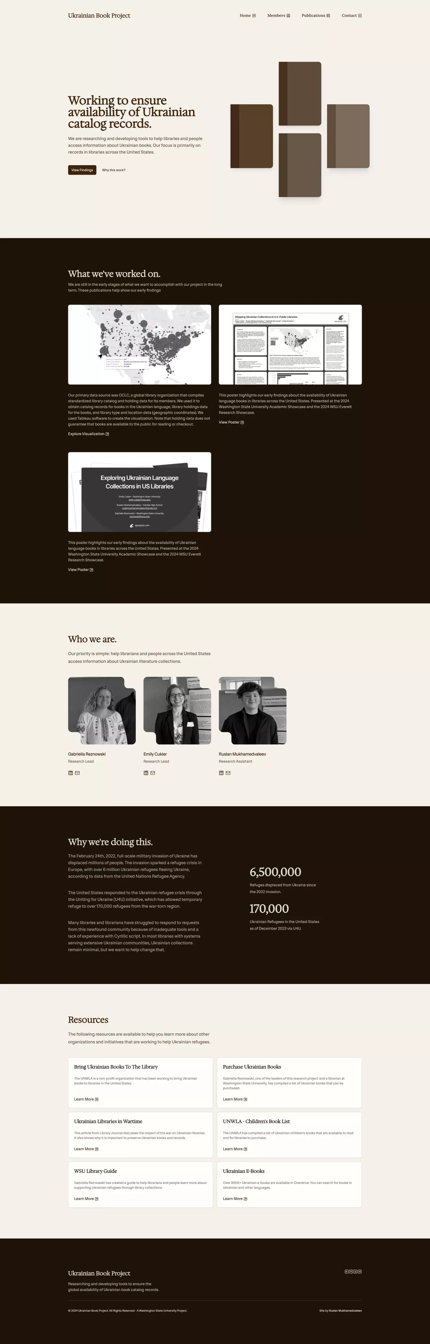 Ukrainian Book Project - Research on Ukrainian Language Collections - Landing design