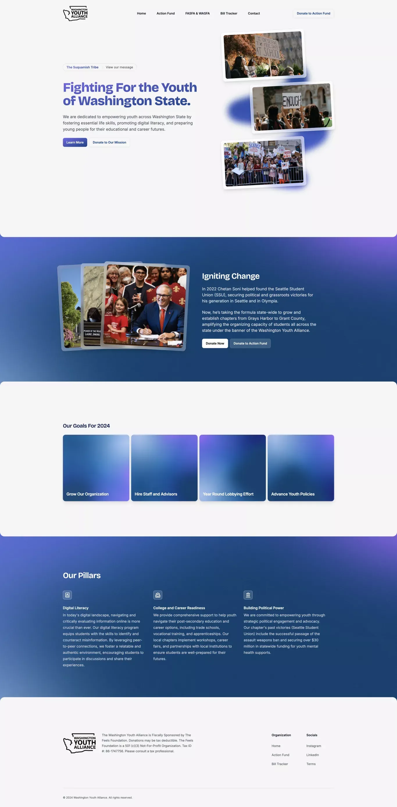 Washington Youth Alliance - Landing design