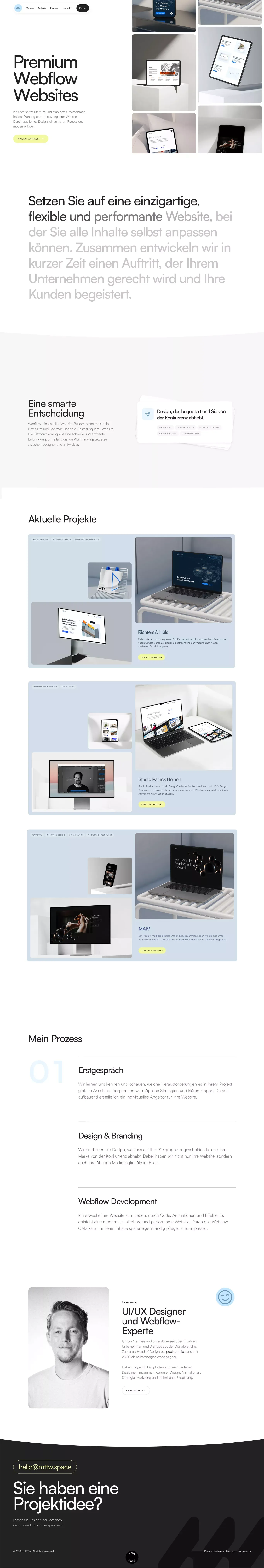 Premium Webflow Websites | Matthias Werschmann - Portfolio design