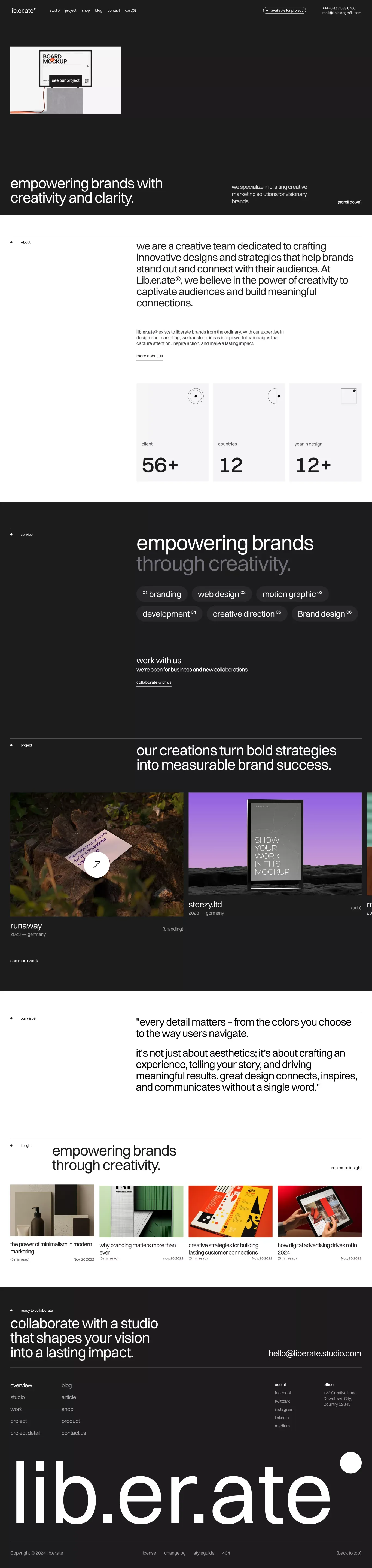 Liberate - HTML Webflow template - Template design