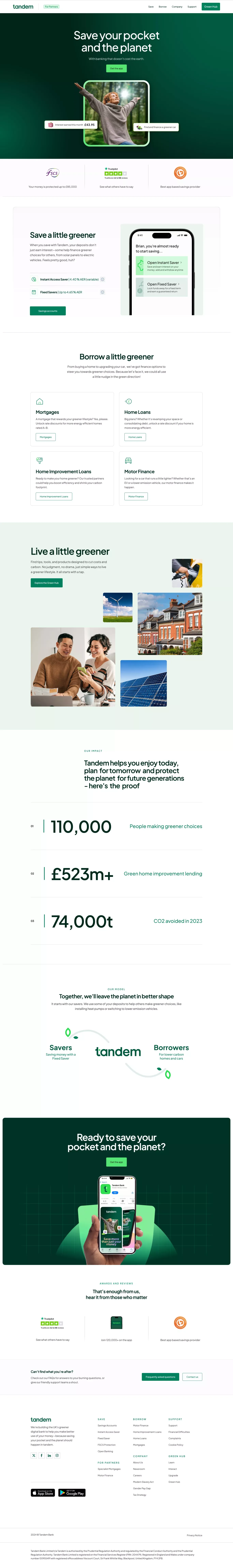 Tandem Bank | Start Banking For A Greener Future - Landing design