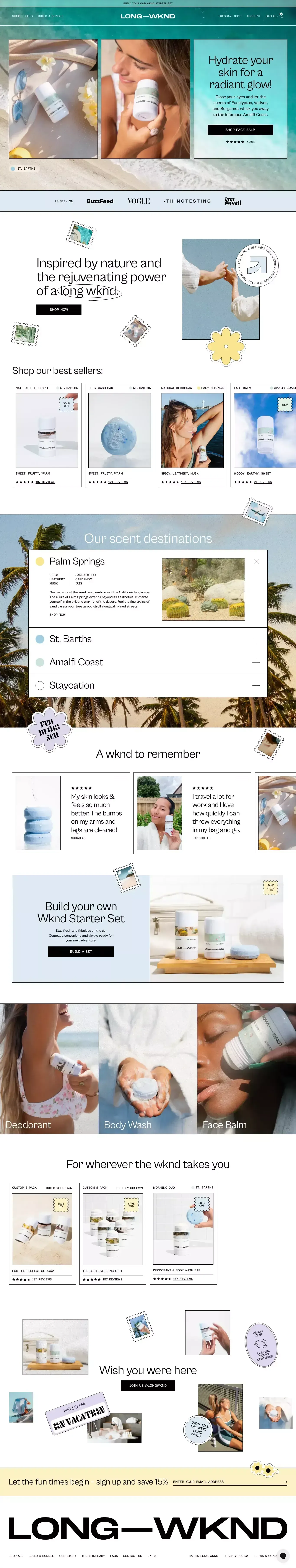 Body care designed to travel with– Long Wknd - Ecommerce design