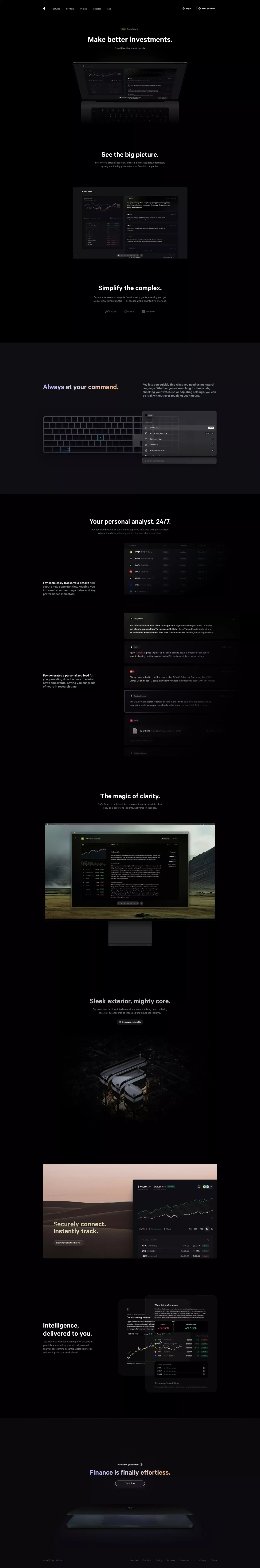 Fey: Make better investments. - Landing design