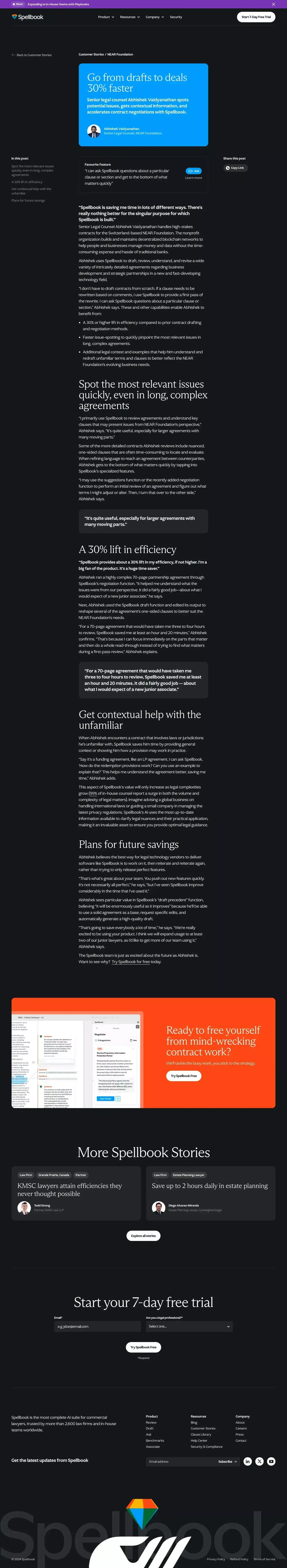 Go from drafts to deals 30% faster | Spellbook Customer Stories - Case Study design