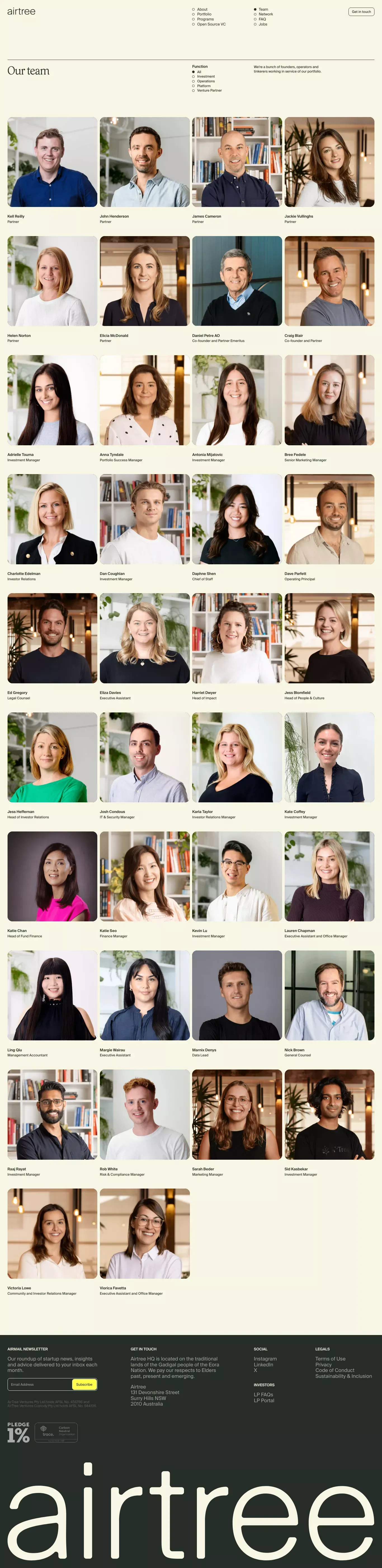Our Team | Airtree Ventures - About Us  design
