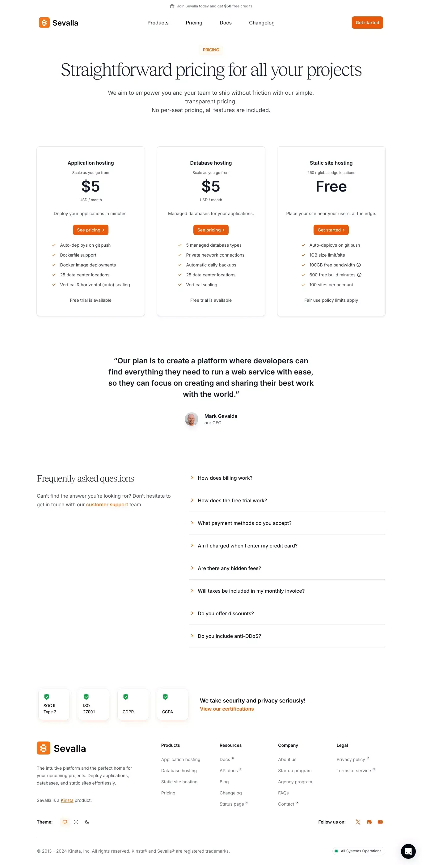 Pricing - Sevalla - Pricing design