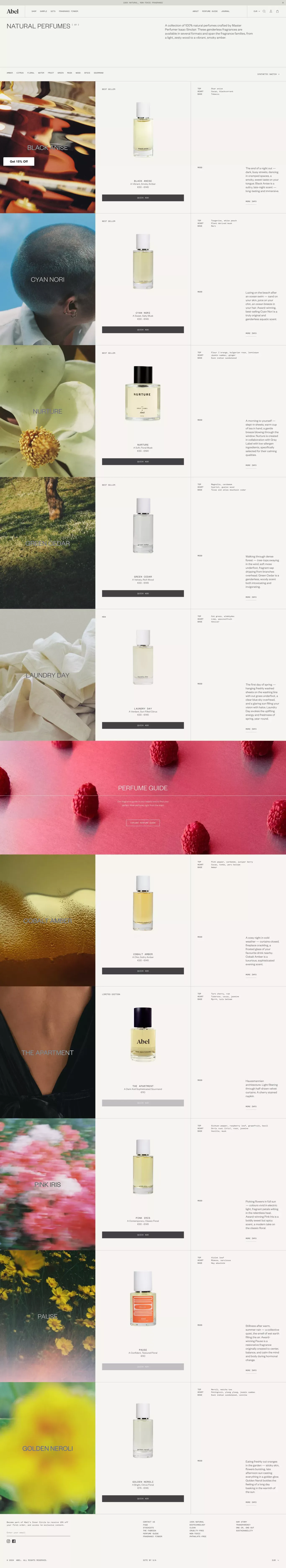 Natural Perfumes Collection | Abel - Product listing design