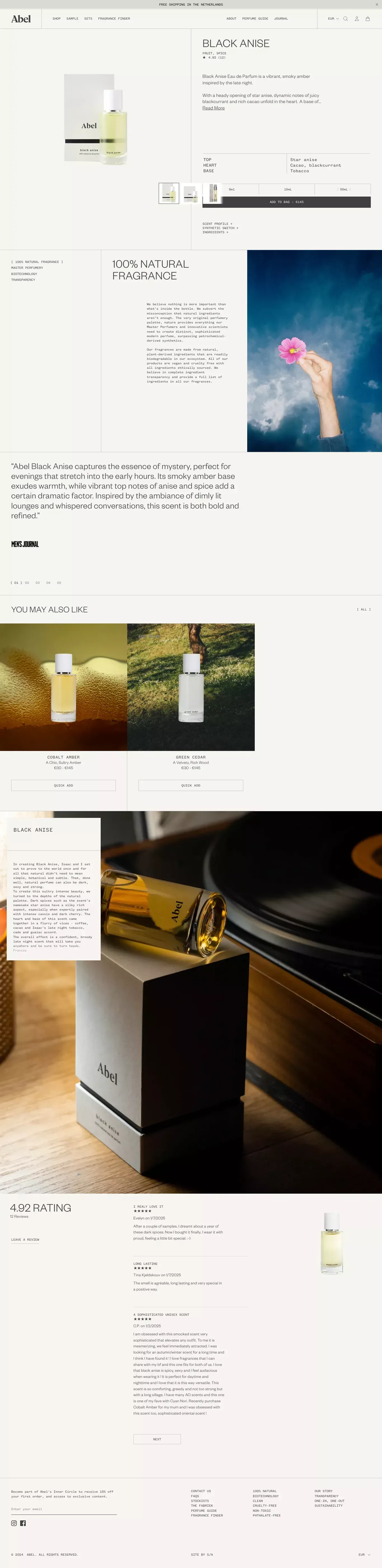 Abel Black Anise - Eau de Parfum - Product page design
