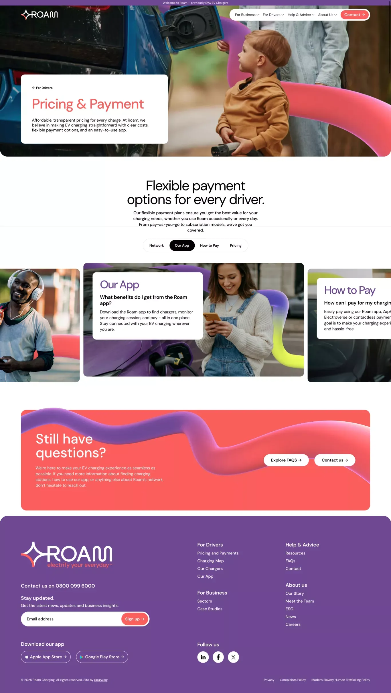 Pricing & Payment - For Drivers - Roam Charging - Pricing design