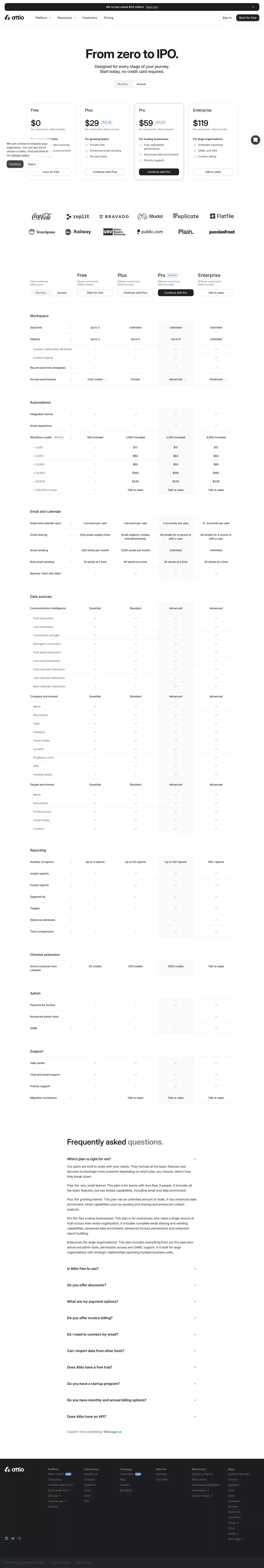 Pricing | Attio - Pricing design