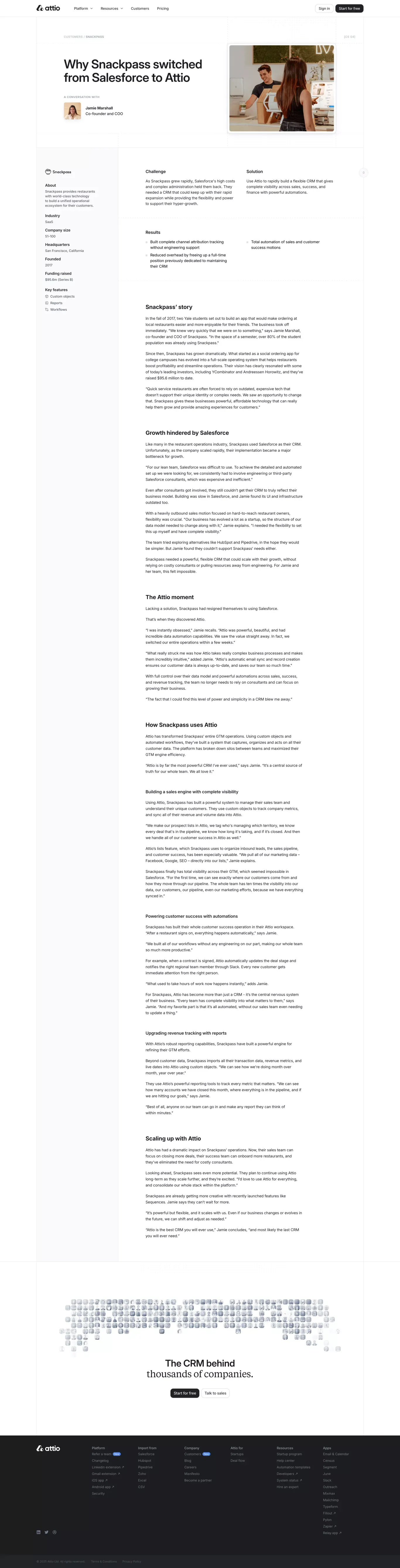 Snackpass' Story | Attio - Case Study design