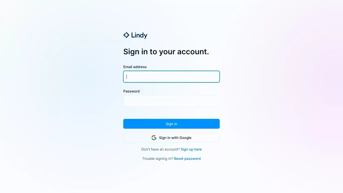 Login - Lindy - Sign Up design