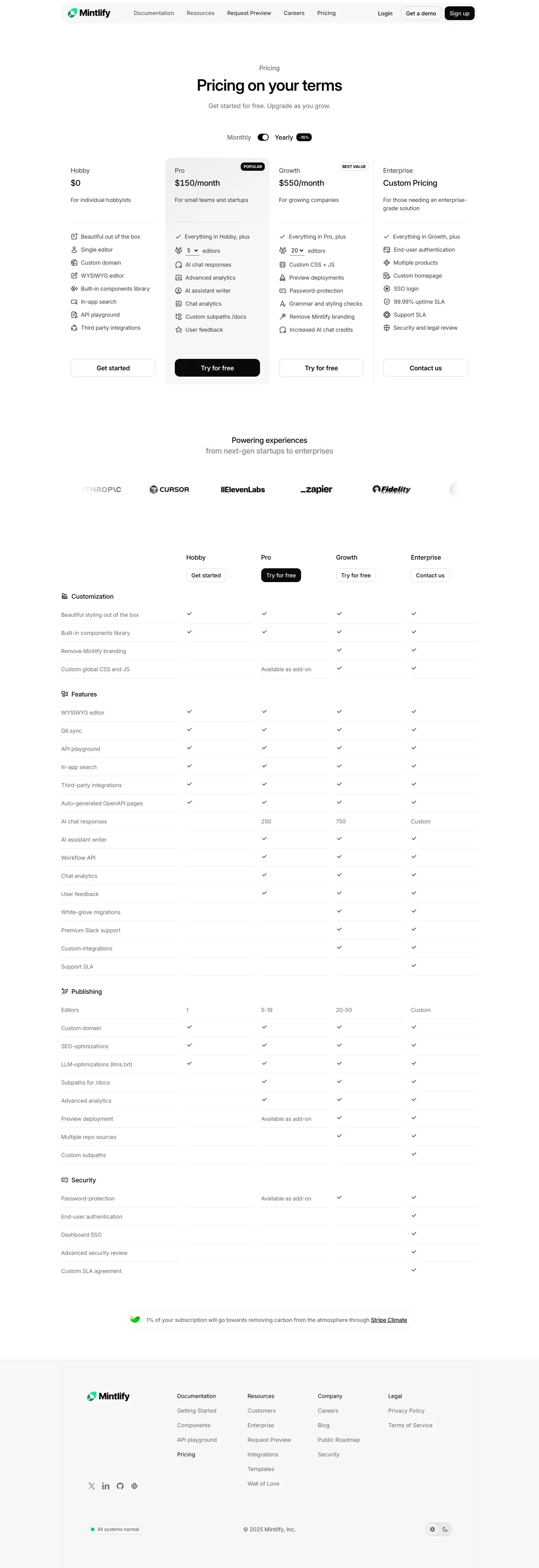 Mintlify - Pricing - Pricing design