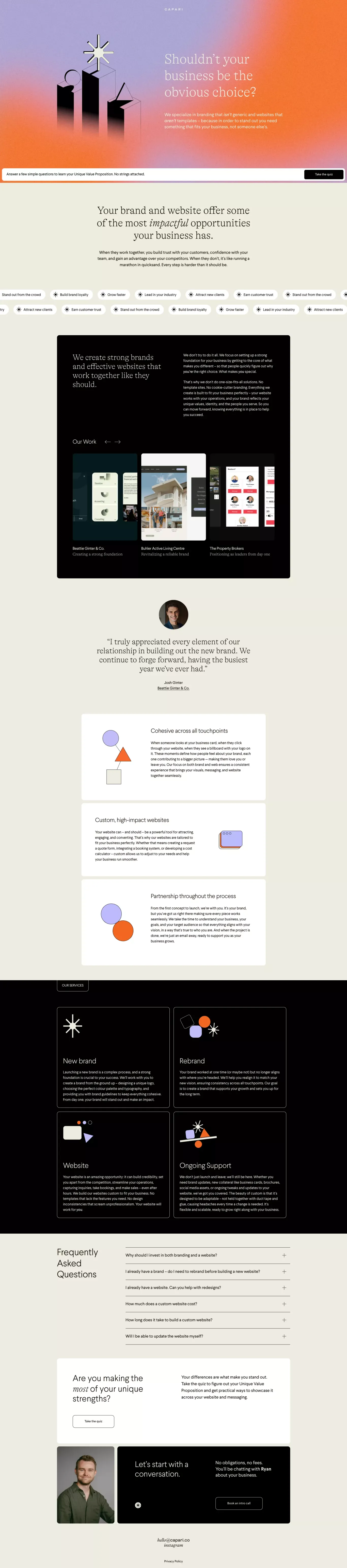 Branding & Websites – Capari - Landing design