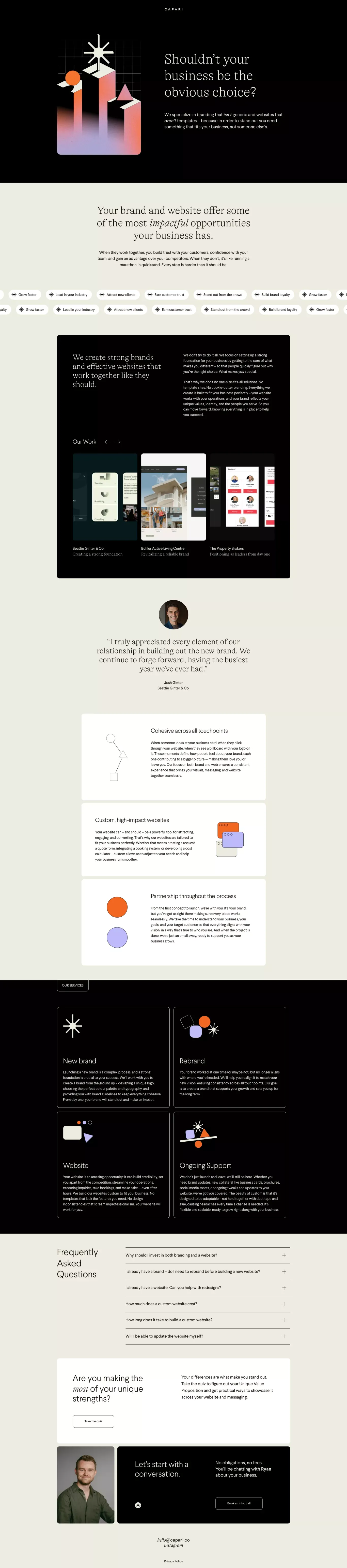 Branding & Websites – Capari - Landing design