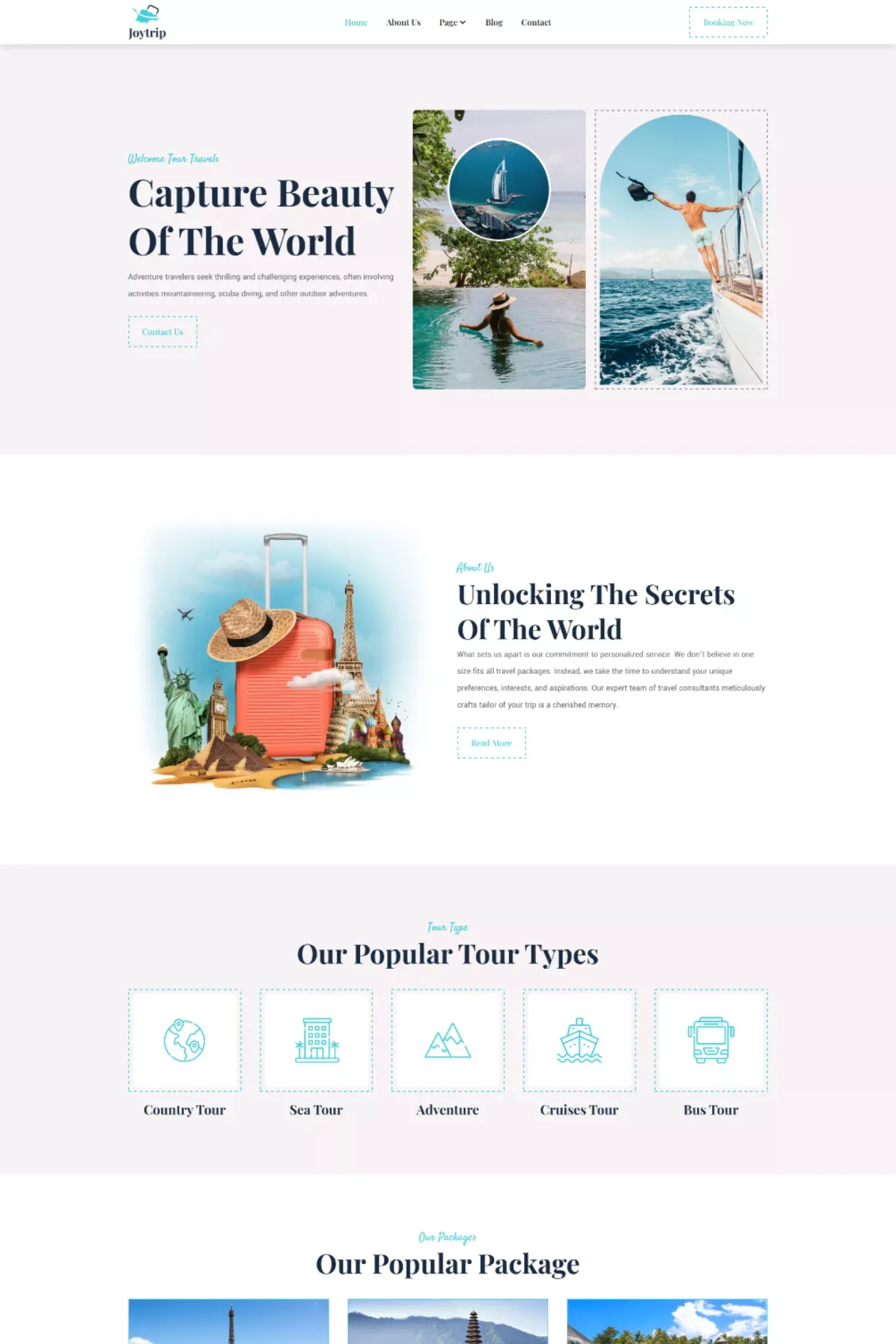 Joytrip Website Page Template for Webflow - Template design