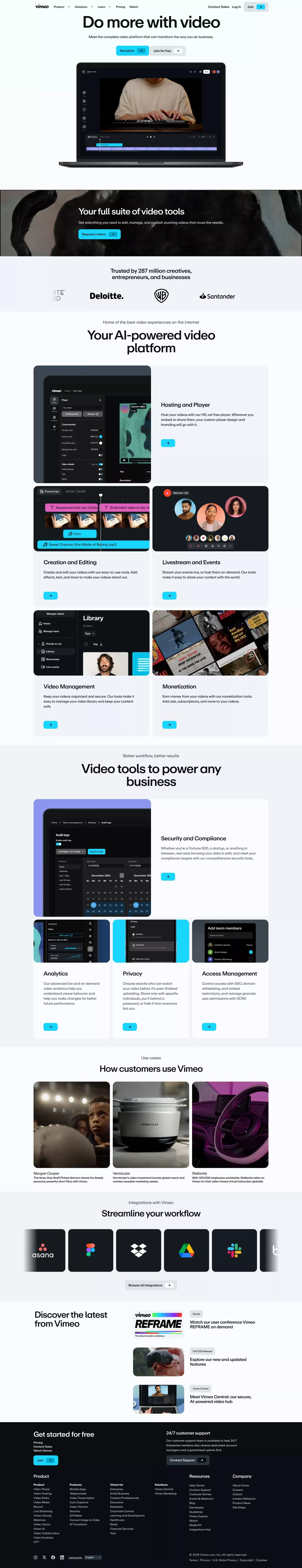 Vimeo AI-Powered Video Platform - Landing design
