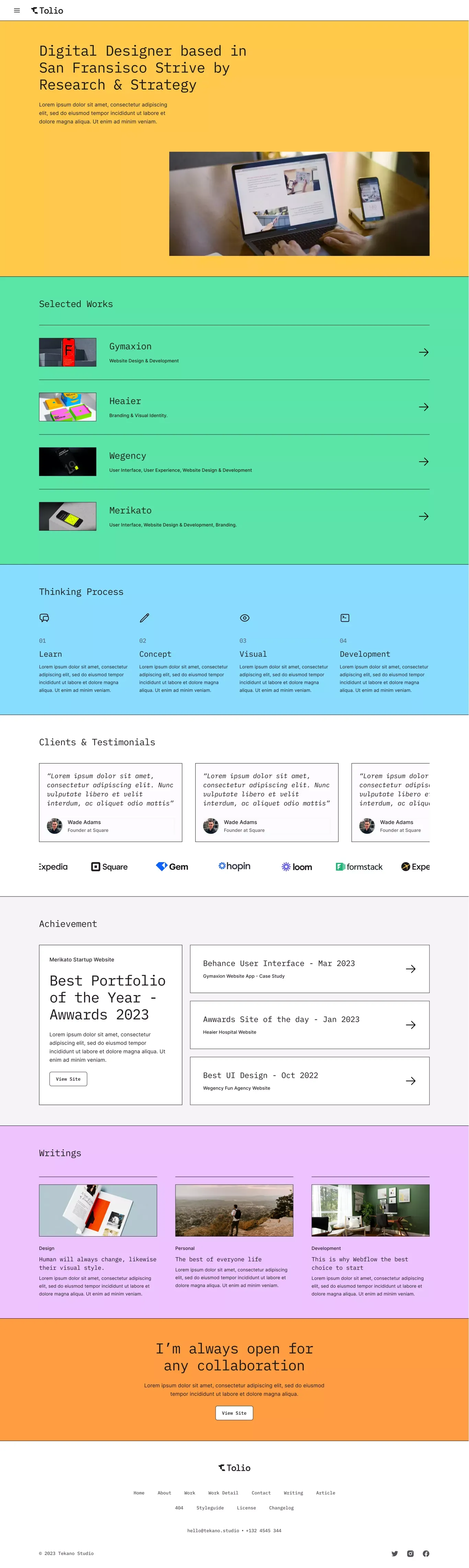 Tolio - Webflow HTML website template - Template design