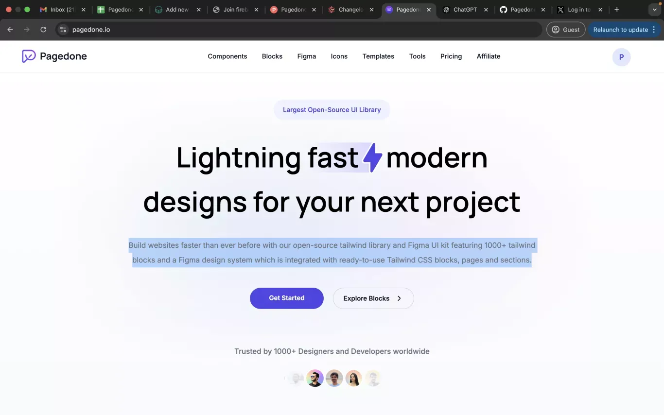Pagedone - Figma design system and Tailwind CSS blocks - Landing design