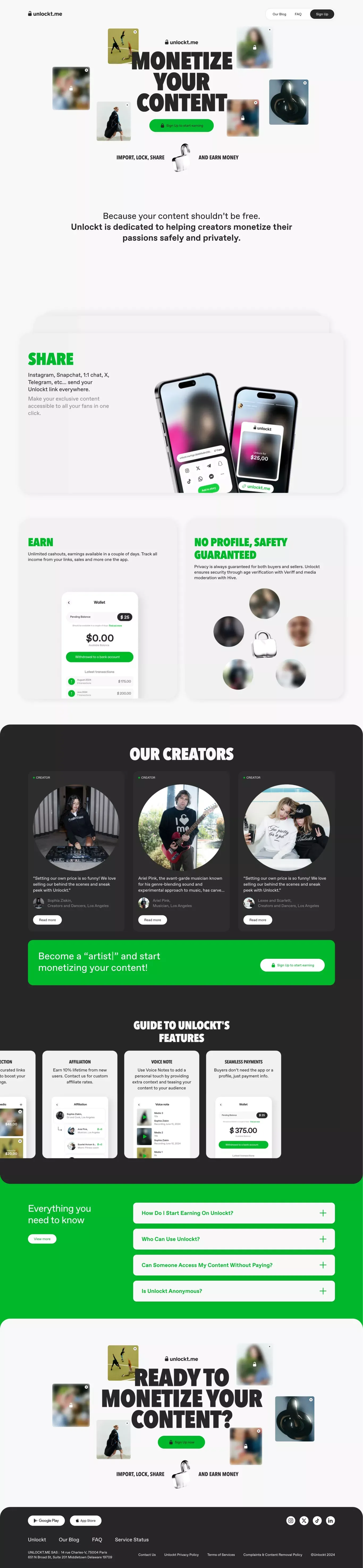 Send a file, they’ll pay to unlock it! - Landing design