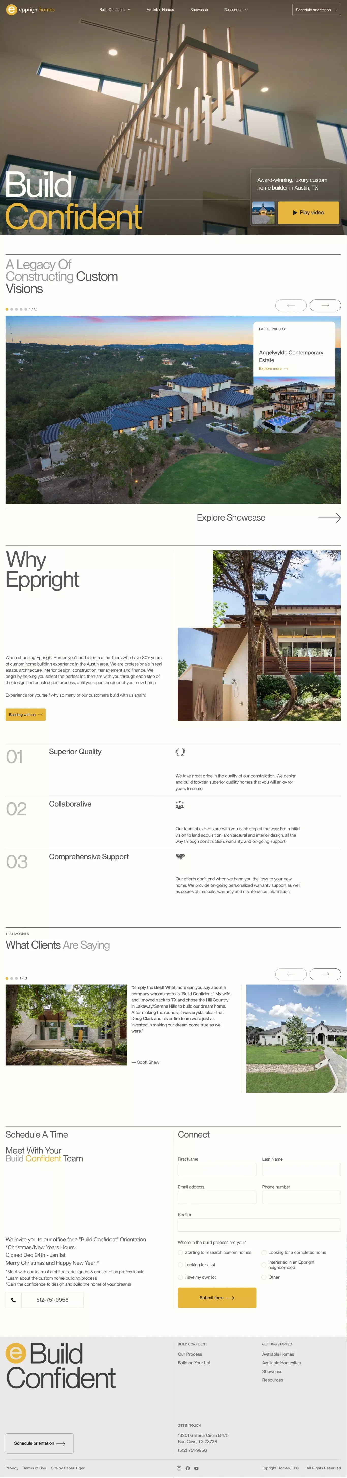 Eppright Homes - Landing design