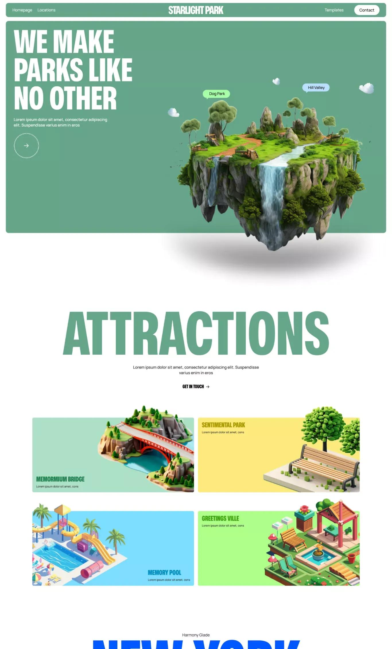 Starlight Park Website Page Template for Webflow - Template design
