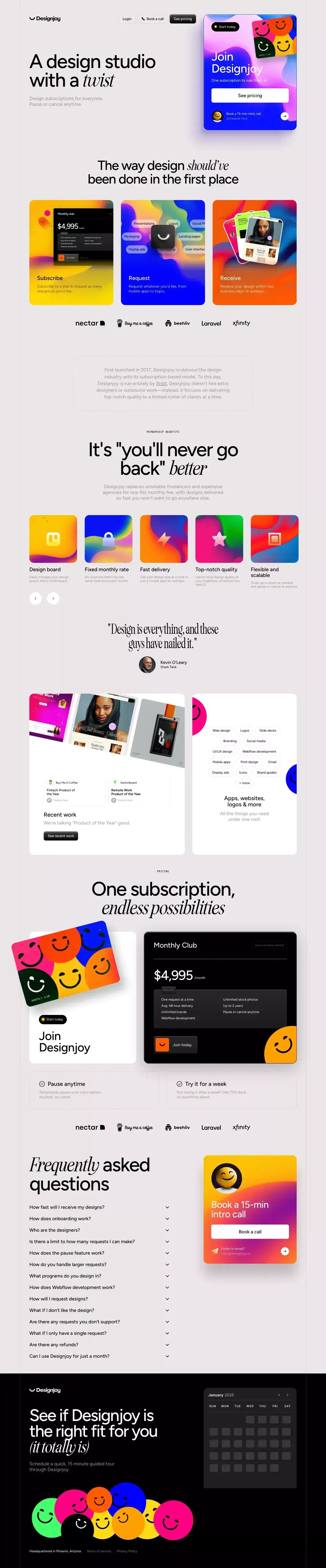 Designjoy - Design as a Subscription - Landing design