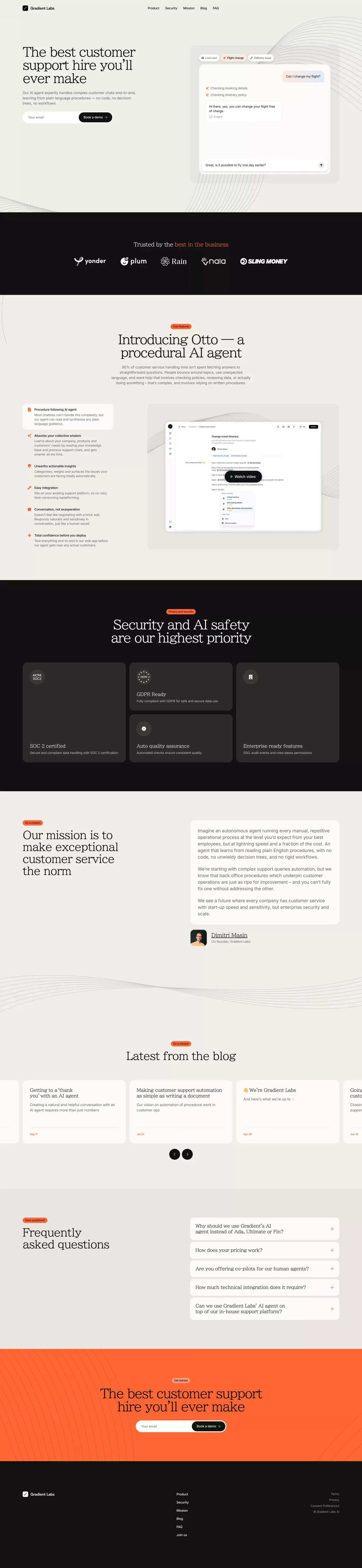 Gradient Labs · The best customer support hire youâll ever make - Landing design