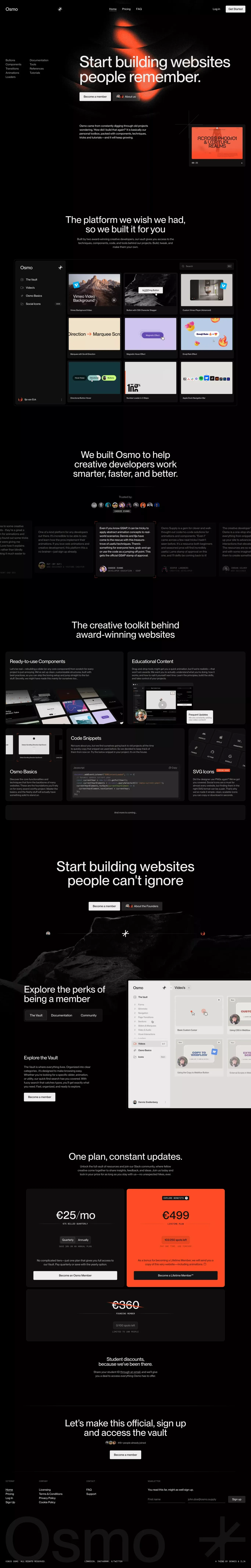 Osmo — Start building websites people remember - Landing design