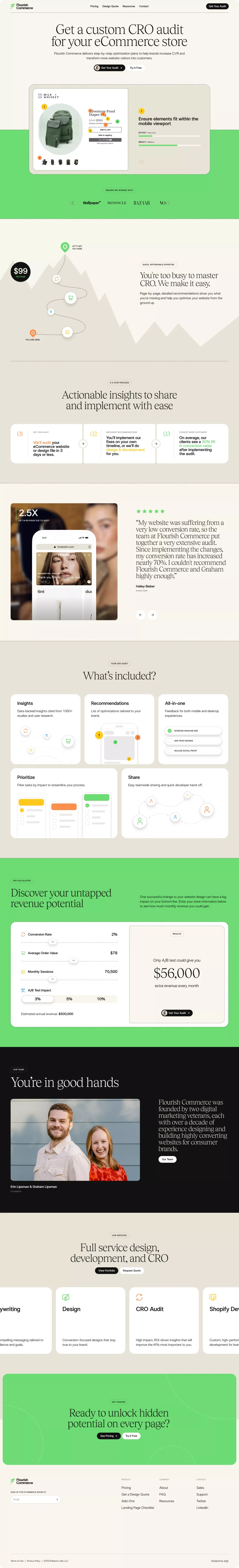 Flourish Commerce - Website optimization for top-performing eCommerce brands - Landing design