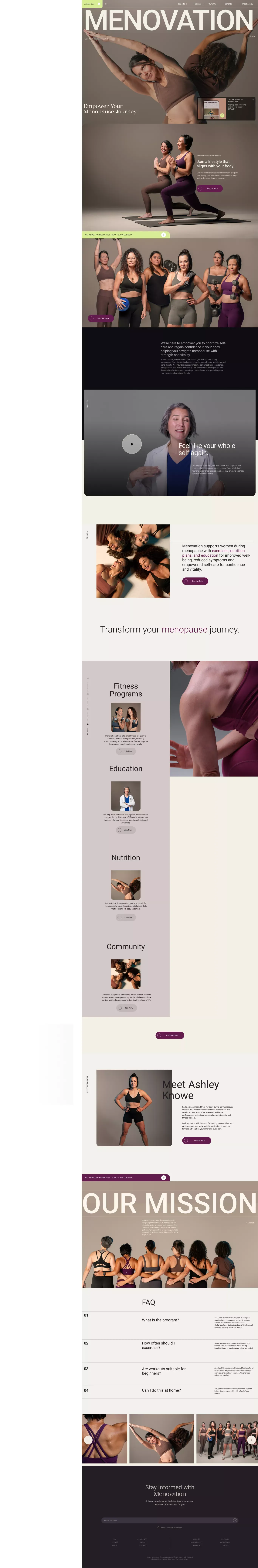 Menovation | Empowering Women Through Menopause with Fitness, Nutrition, and Education - Landing design