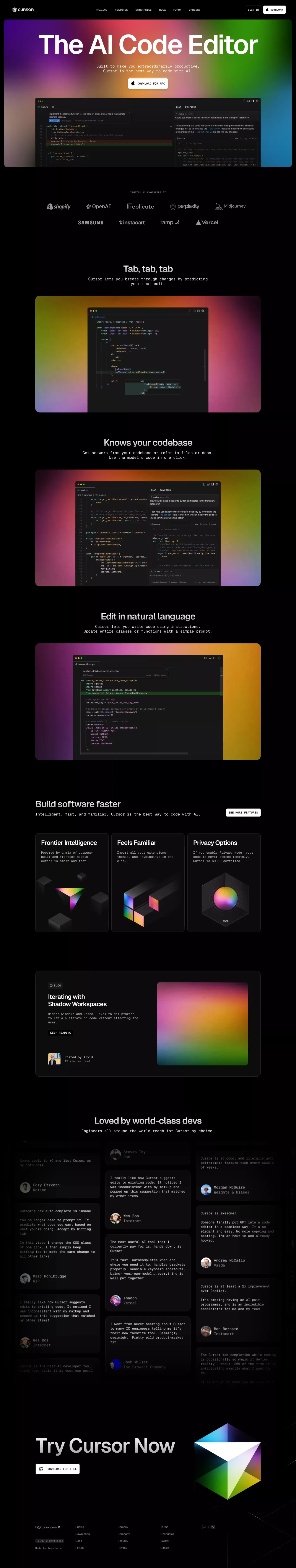 Cursor - The AI Code Editor - Landing design