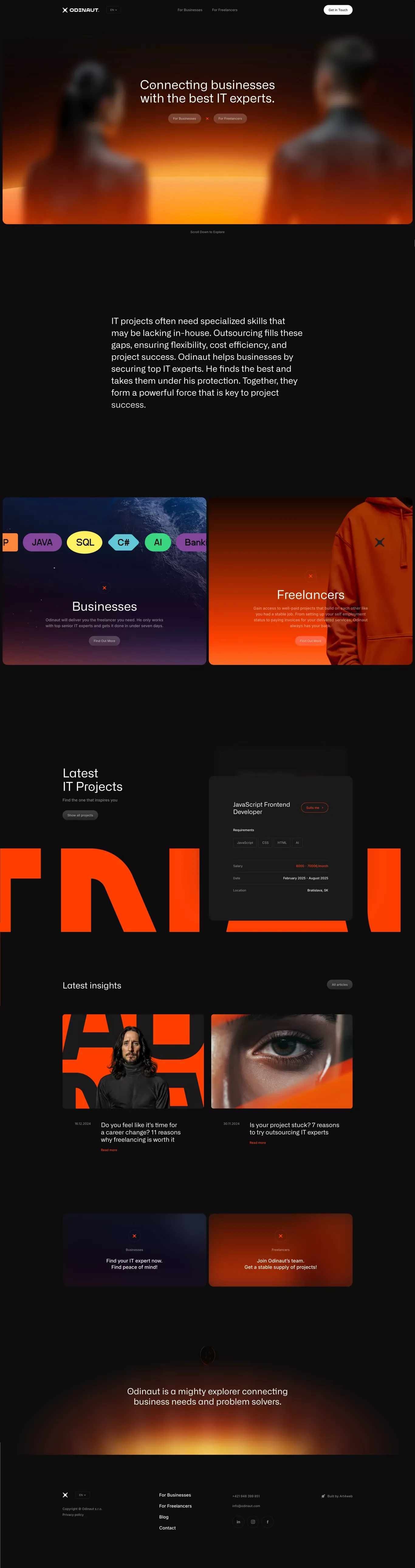 Top IT Freelancers for Businesses – Odinaut - Landing design