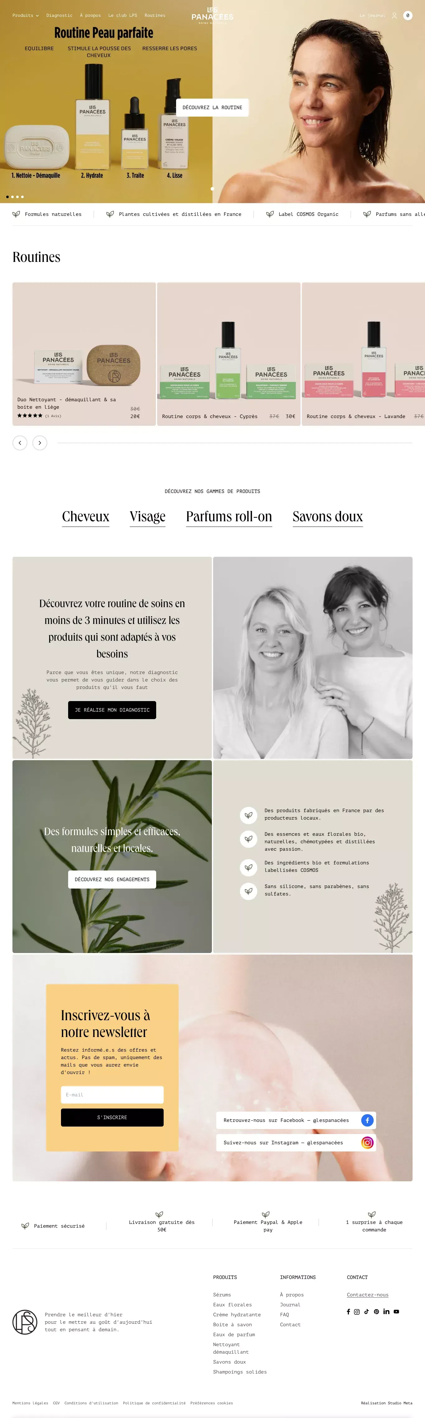 Produits de soin & beauté - Créateur de routines personnalisées– lespanacees.com - Ecommerce design