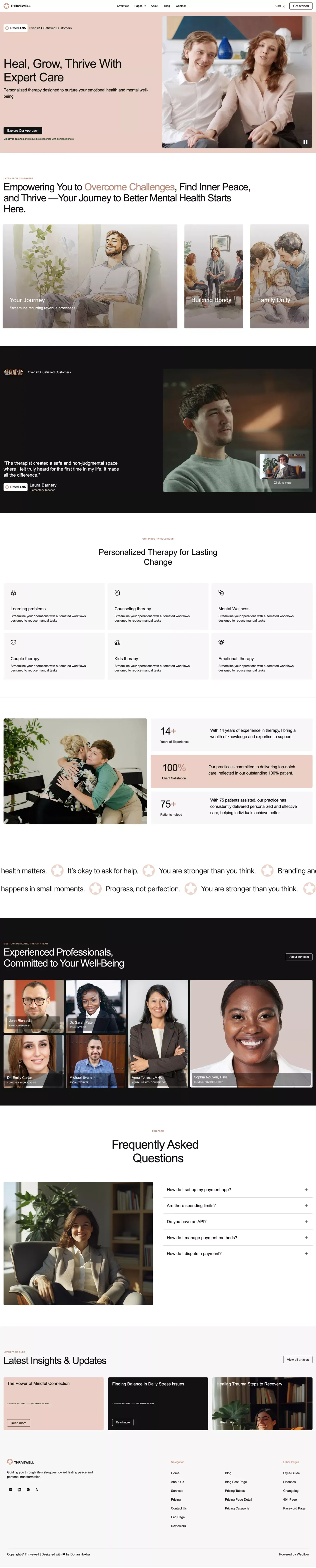 Thrivewell Website Page Template for Webflow - Template design