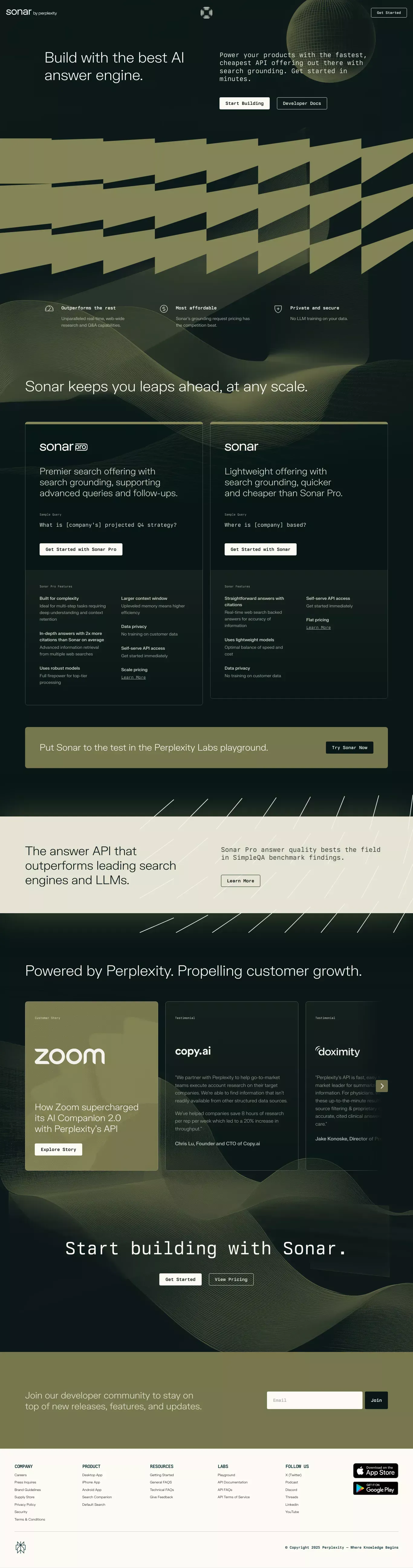 Sonar by Perplexity - Landing design