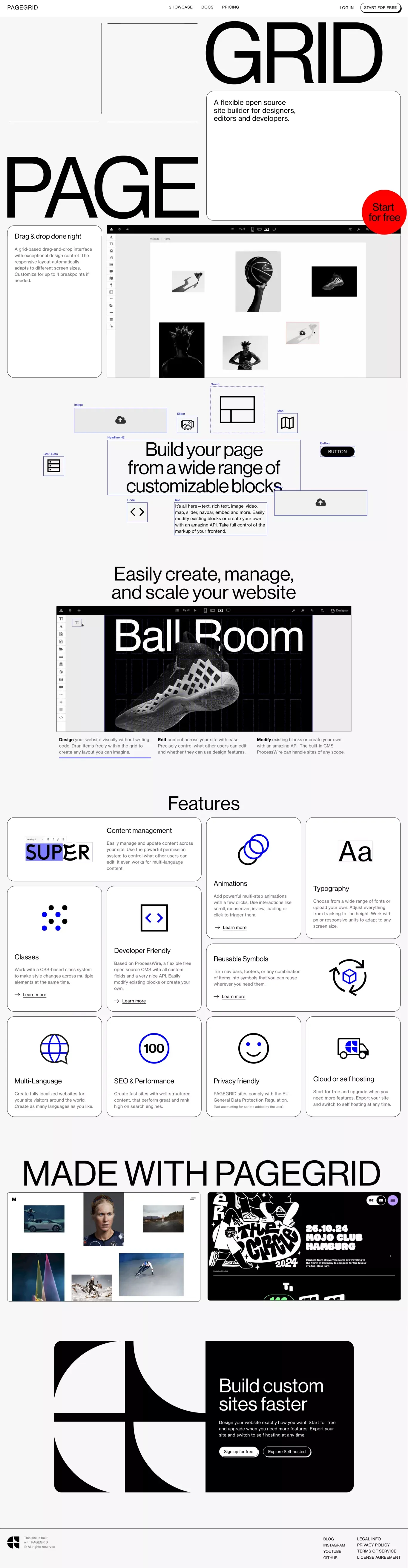 PAGEGRID – A flexible open source site builder - Landing design