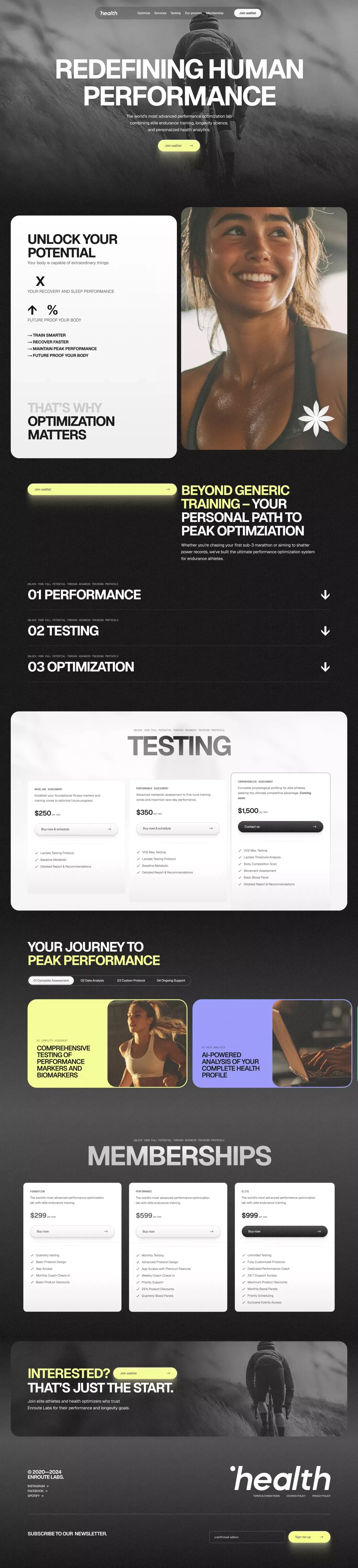 Redefining Human Performance - Landing design
