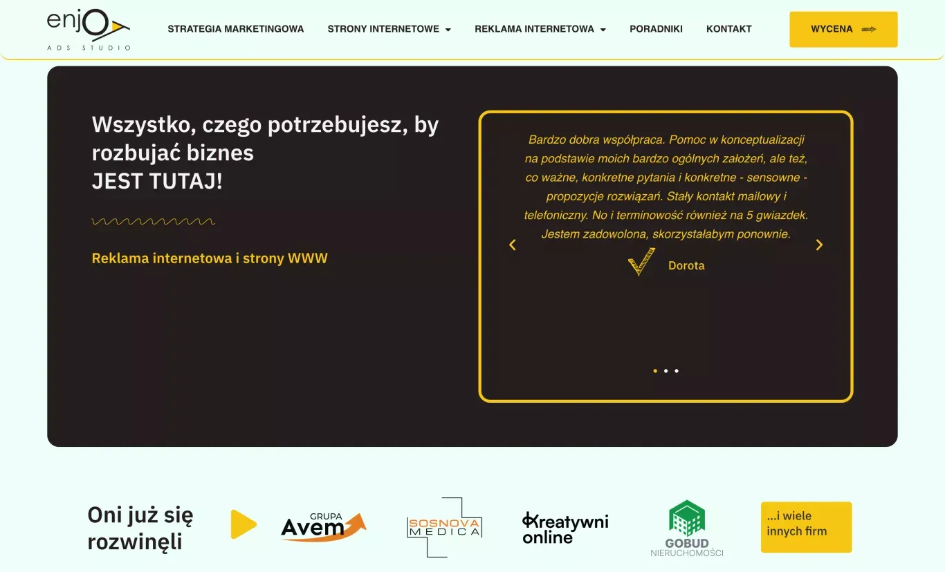 Reklama internetowa i strony WWW - Enjoy Ads Studio - Case Study design