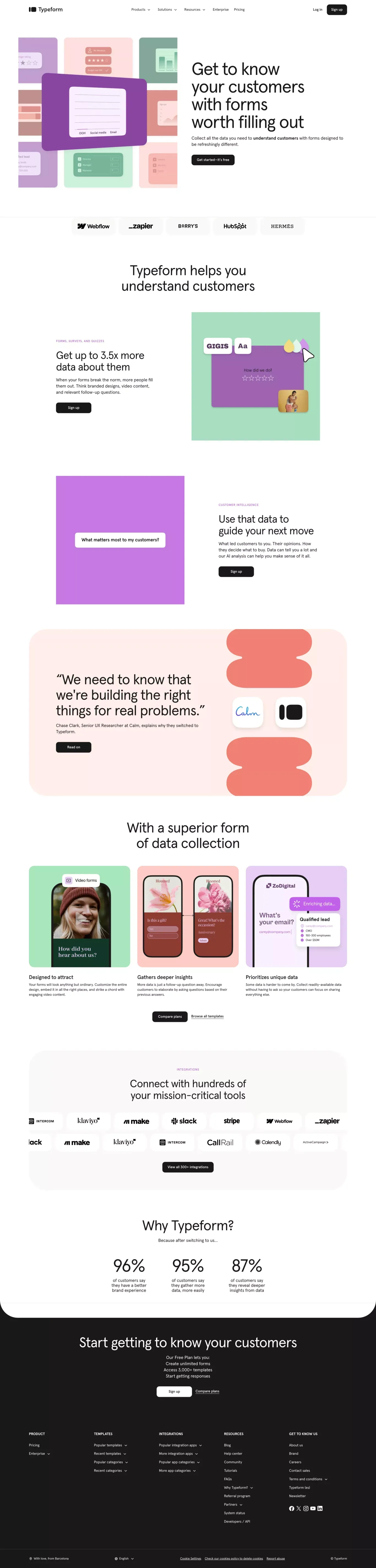 Typeform: People-Friendly Forms and Surveys - Landing design
