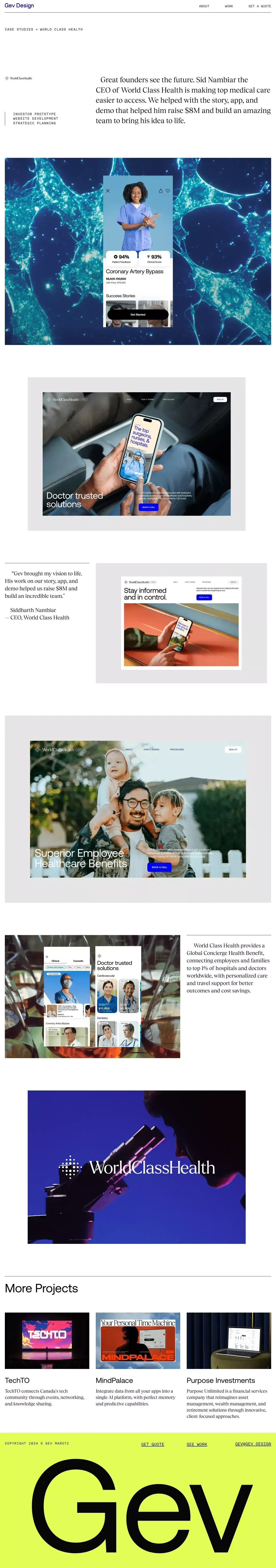 World Class Health Case Study | gev.design - Case Study design