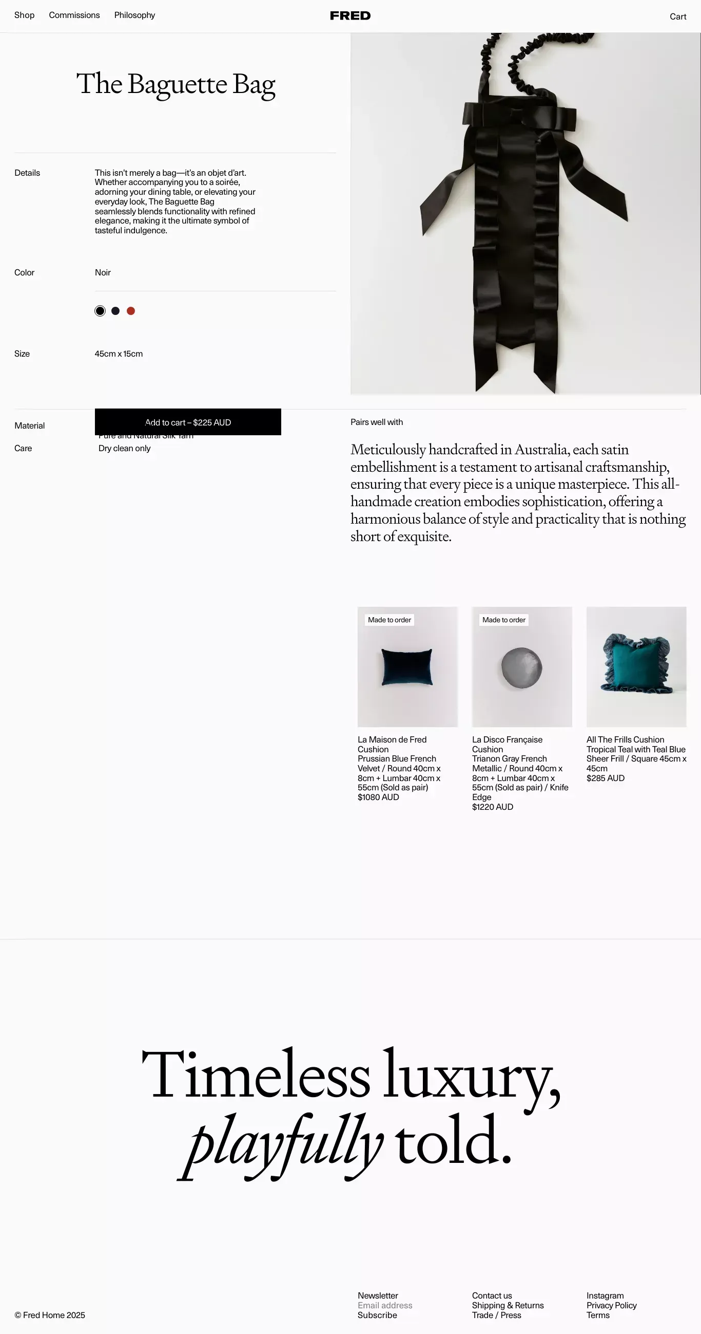 Fred Home - The Baguette Bag - Product page design