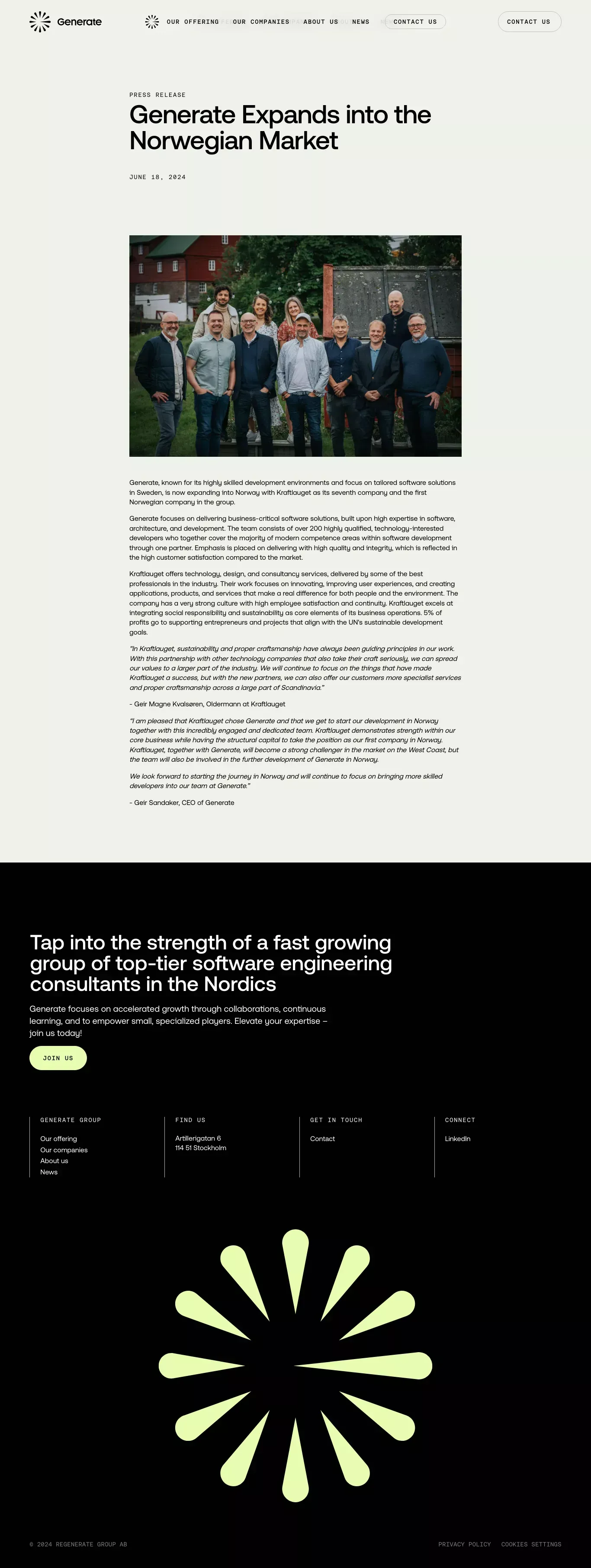 Generate Expands into the Norwegian Market – Generate Group - Blog Post design