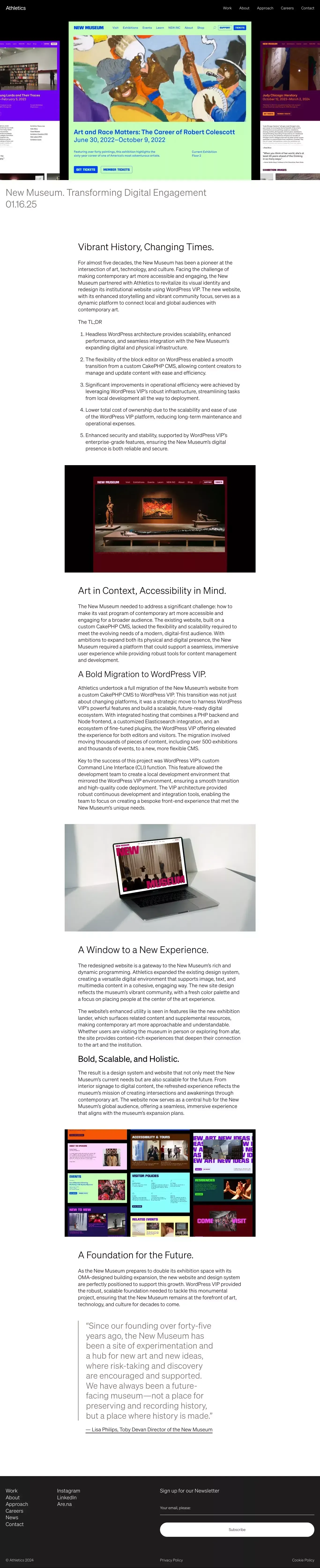 New Museum. Transforming Digital Engagement - Athletics - Blog Post design