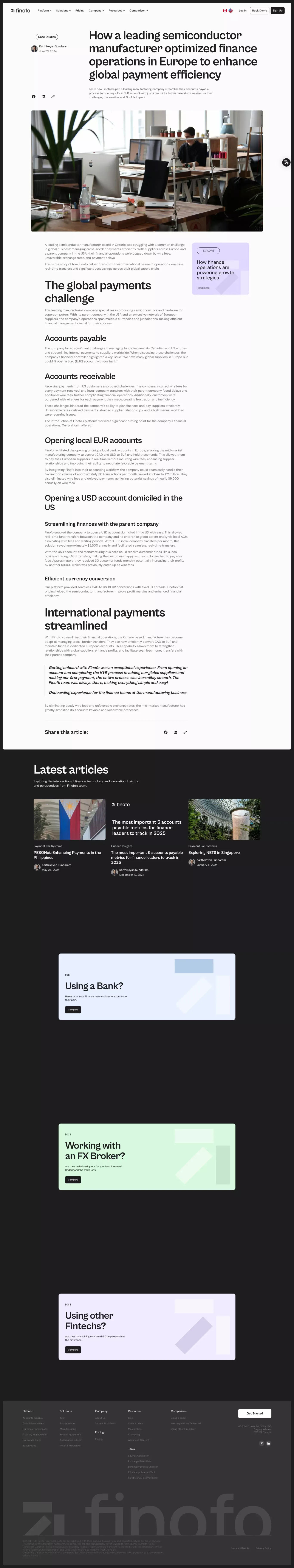 Finofo | Case Study | How a leading semiconductor manufacturer optimized finance operations in Europe to enhance global payment efficiency - Blog Post design