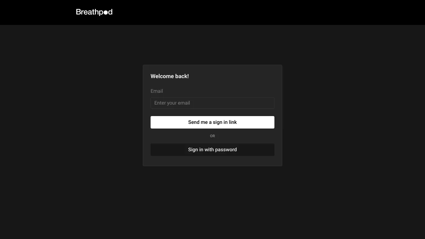 Breathpod App - Sign Up design