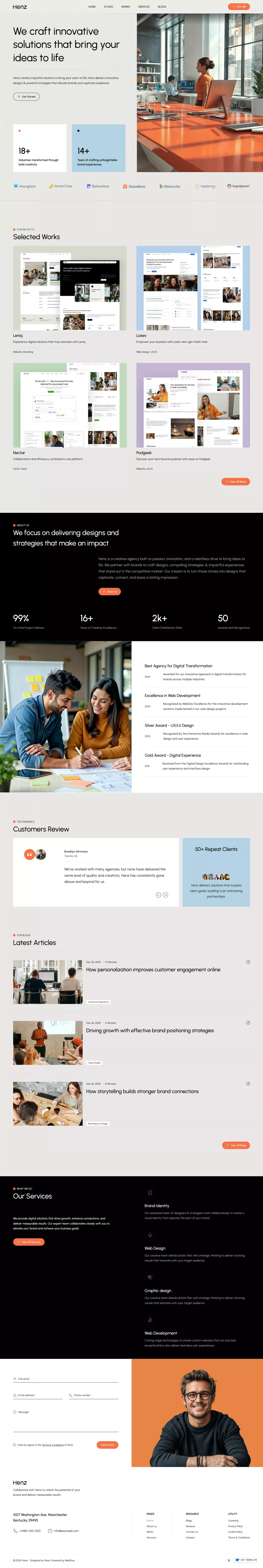 Henz - Webflow HTML Website Template - Template design