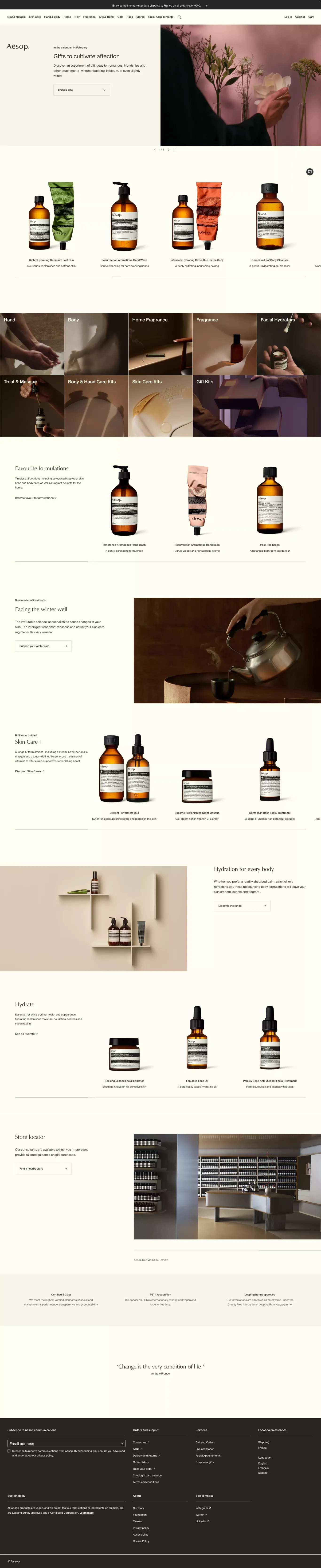 Formulations for Skin, Hair & Body | Aesop - Ecommerce design