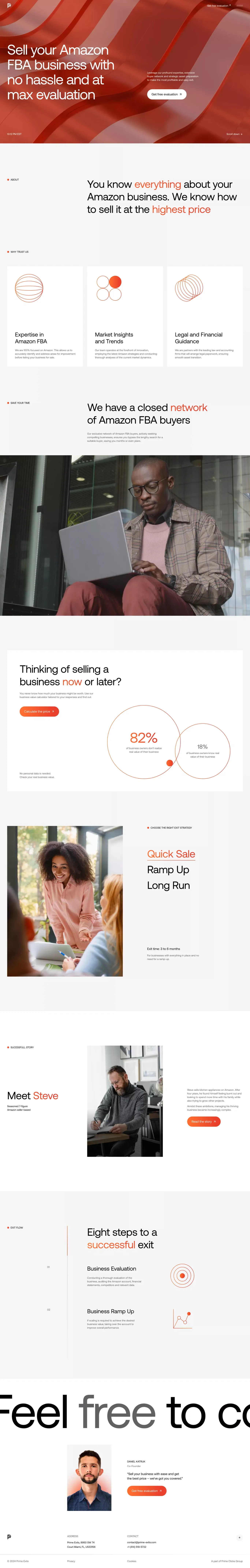 Prime Exits - Sell Your Amazon FBA Business - Landing design